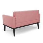 Sofá Namoradeira E Poltrona Base De Madeira Preto Elisa Suede