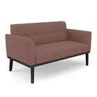 Sofá Namoradeira E Poltrona Base De Madeira Preto Elisa Velud