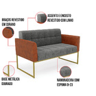 Sofá Namoradeira E Poltrona Base Industrial Dourado Elisa Noz