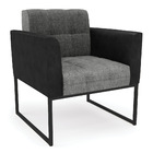 Sofá Namoradeira E Poltrona Base Industrial Preto Elisa Preto