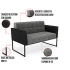 Sofá Namoradeira E Poltrona Base Industrial Preto Elisa Preto