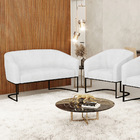 Sofá Namoradeira E Poltrona Base Industrial Preto Stella Cora