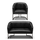 Sofá Namoradeira E Poltrona Base Industrial Preto Stella Cora