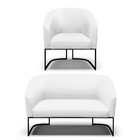 Sofá Namoradeira E Poltrona Base Industrial Preto Stella Cori