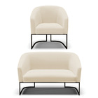 Sofá Namoradeira E Poltrona Base Industrial Preto Stella Linh