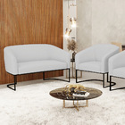 Sofá Namoradeira E Poltrona Base Industrial Preto Stella Linh