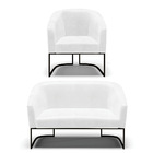 Sofá Namoradeira E Poltrona Base Industrial Preto Stella Sint