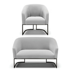 Sofá Namoradeira E Poltrona Base Industrial Preto Stella Sued