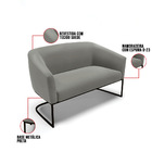 Sofá Namoradeira E Poltrona Base Industrial Preto Stella Sued