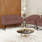 Sofá Namoradeira E Poltrona Base Industrial Preto Stella Velu