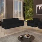 Sofá Namoradeira E Poltrona Base Pé De Ferro Dourado Elisa Li