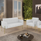 Sofá Namoradeira E Poltrona Base Pé De Ferro Dourado Elisa Li