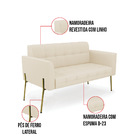 Sofá Namoradeira E Poltrona Base Pé De Ferro Dourado Elisa Li