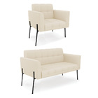 Sofá Namoradeira E Poltrona Base Pé De Ferro Preto Elisa Linh