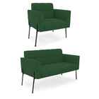 Sofá Namoradeira E Poltrona Base Pé De Ferro Preto Elisa Velu