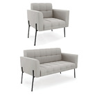 Sofá Namoradeira E Poltrona Base Pé De Ferro Preto Elisa Velu