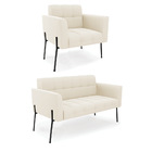 Sofá Namoradeira E Poltrona Base Pé De Ferro Preto Elisa Velu