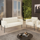 Sofá Namoradeira E Poltrona Base Pé De Ferro Preto Elisa Velu