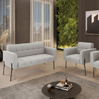 Sofá Namoradeira E Poltrona Base Pé De Ferro Preto Elisa Velu