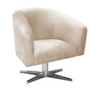 Sofá Namoradeira E Poltrona Giratória Cromada Stella Suede Be