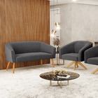 Sofá Namoradeira E Poltrona Giratória Ma30 Stella Bouclê D03