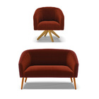 Sofá Namoradeira E Poltrona Giratória Ma30 Stella Bouclê D03