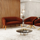 Sofá Namoradeira E Poltrona Giratória Ma30 Stella Bouclê D03