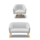 Sofá Namoradeira E Poltrona Giratória Ma30 Stella Linho D03 -