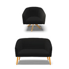 Sofá Namoradeira E Poltrona Giratória Ma30 Stella Linho D03 -