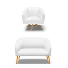 Sofá Namoradeira E Poltrona Giratória Ma30 Stella Sintético D