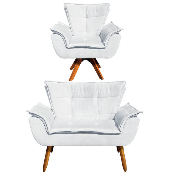 Sofá Namoradeira E Poltrona Giratória Mm30 Opala Suede D03 -