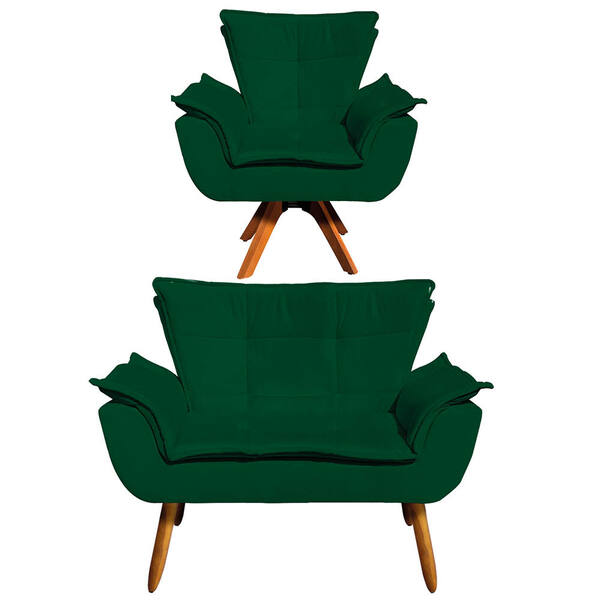 Sofá Namoradeira E Poltrona Giratória Mm30 Opala Suede D03 -