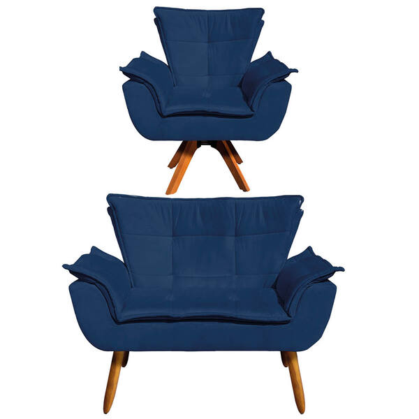 Sofá Namoradeira E Poltrona Giratória Mm30 Opala Suede D03 -