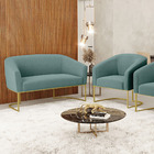 Sofá Namoradeira E Poltrona Industrial Dourado Stella Bouclê