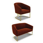 Sofá Namoradeira E Poltrona Industrial Dourado Stella Bouclê