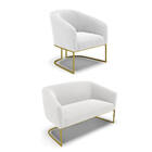 Sofá Namoradeira E Poltrona Industrial Dourado Stella Bouclê