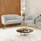 Sofá Namoradeira E Poltrona Industrial Dourado Stella Bouclê