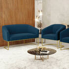 Sofá Namoradeira E Poltrona Industrial Dourado Stella Bouclê