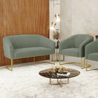 Sofá Namoradeira E Poltrona Industrial Dourado Stella Bouclê