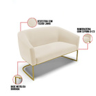 Sofá Namoradeira E Poltrona Industrial Dourado Stella Linho B