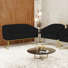 Sofá Namoradeira E Poltrona Industrial Dourado Stella Linho D