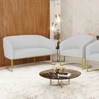 Sofá Namoradeira E Poltrona Industrial Dourado Stella Linho D