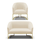 Sofá Namoradeira E Poltrona Industrial Dourado Stella Linho D