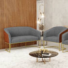 Sofá Namoradeira E Poltrona Industrial Dourado Stella Noz/lin