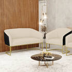 Sofá Namoradeira E Poltrona Industrial Dourado Stella Pto/lin