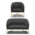 Sofá Namoradeira E Poltrona Industrial Dourado Stella Sint Pr