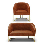 Sofá Namoradeira E Poltrona Industrial Dourado Stella Sint Pu