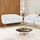 Sofá Namoradeira E Poltrona Industrial Dourado Stella Sint Pu