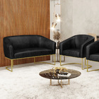 Sofá Namoradeira E Poltrona Industrial Dourado Stella Sint Pu