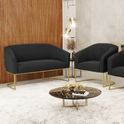 Sofá Namoradeira E Poltrona Industrial Dourado Stella Suede D